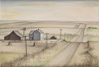 ANDREW BUTLER Farm Landscape with a Country Road.